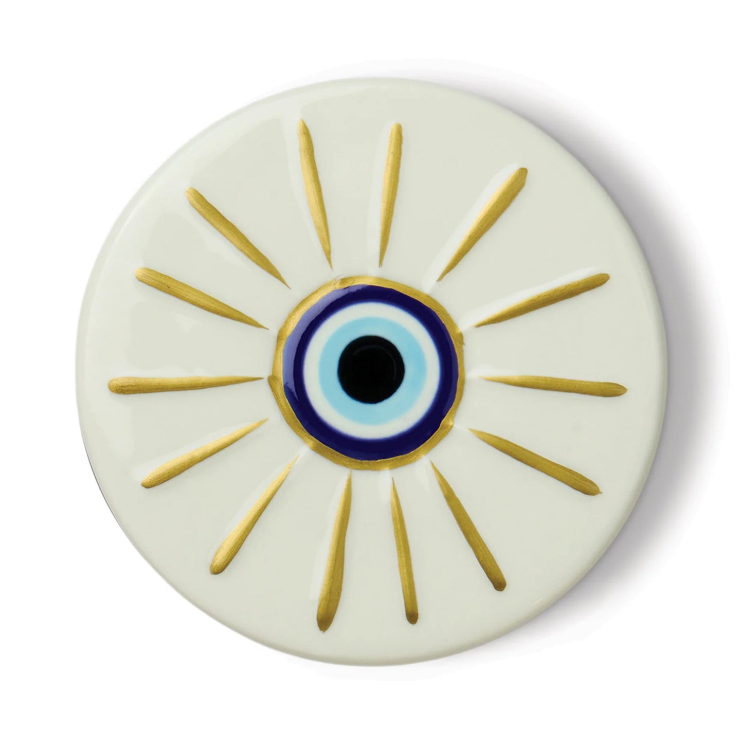 Charmed Blue Glass Candle with Evil Eye Ceramic - Incense & Smoke