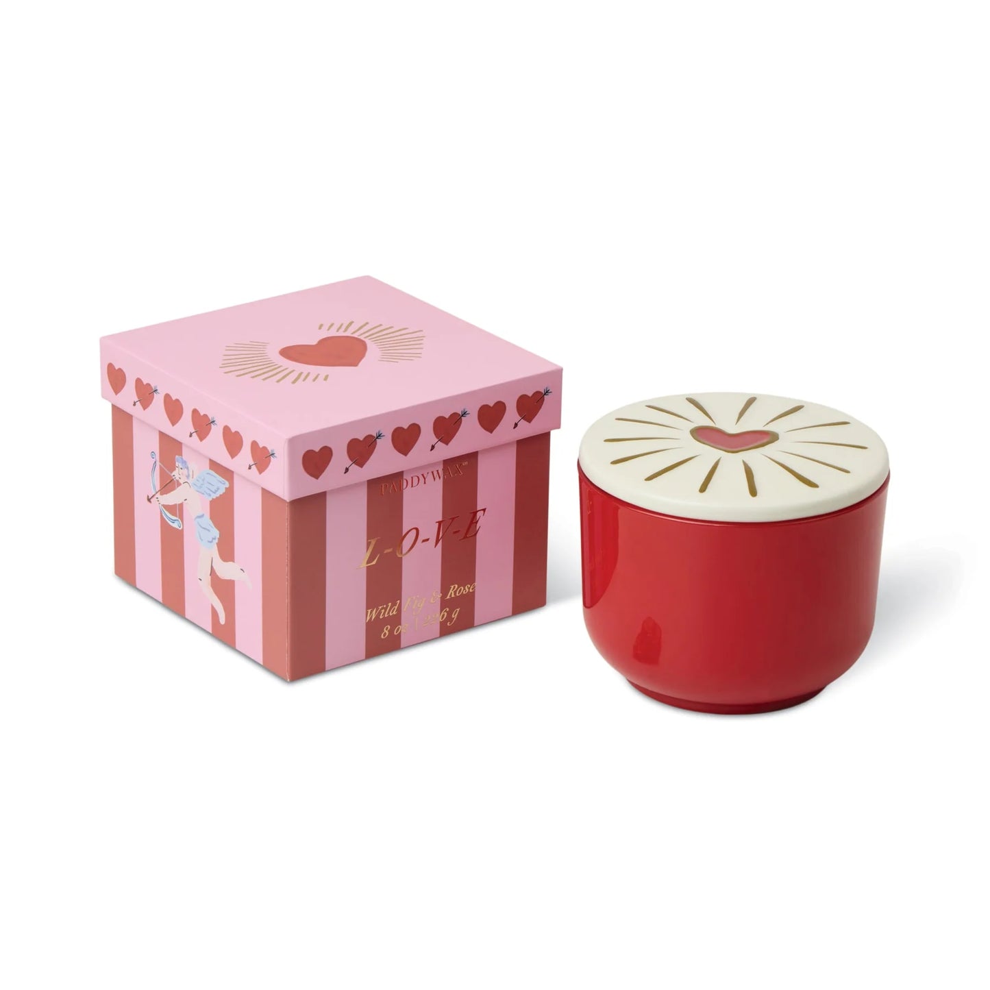 Charmed Red Glass Candle with Heart Lid - Wild Fig & Rose