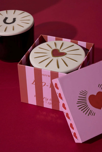 Charmed Red Glass Candle with Heart Lid - Wild Fig & Rose