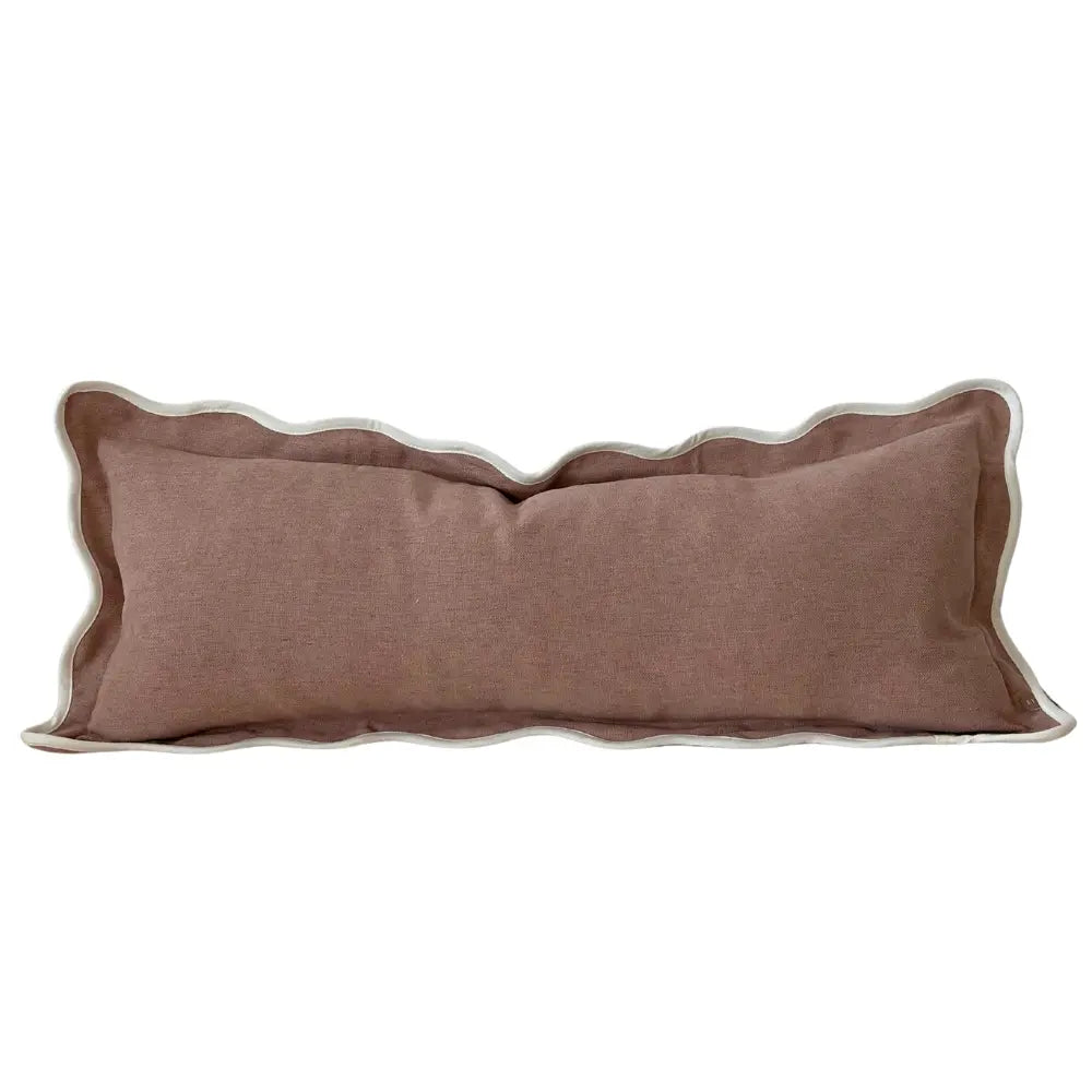 Chloe Dusty Pink Scalloped Edge Bolster Cushion