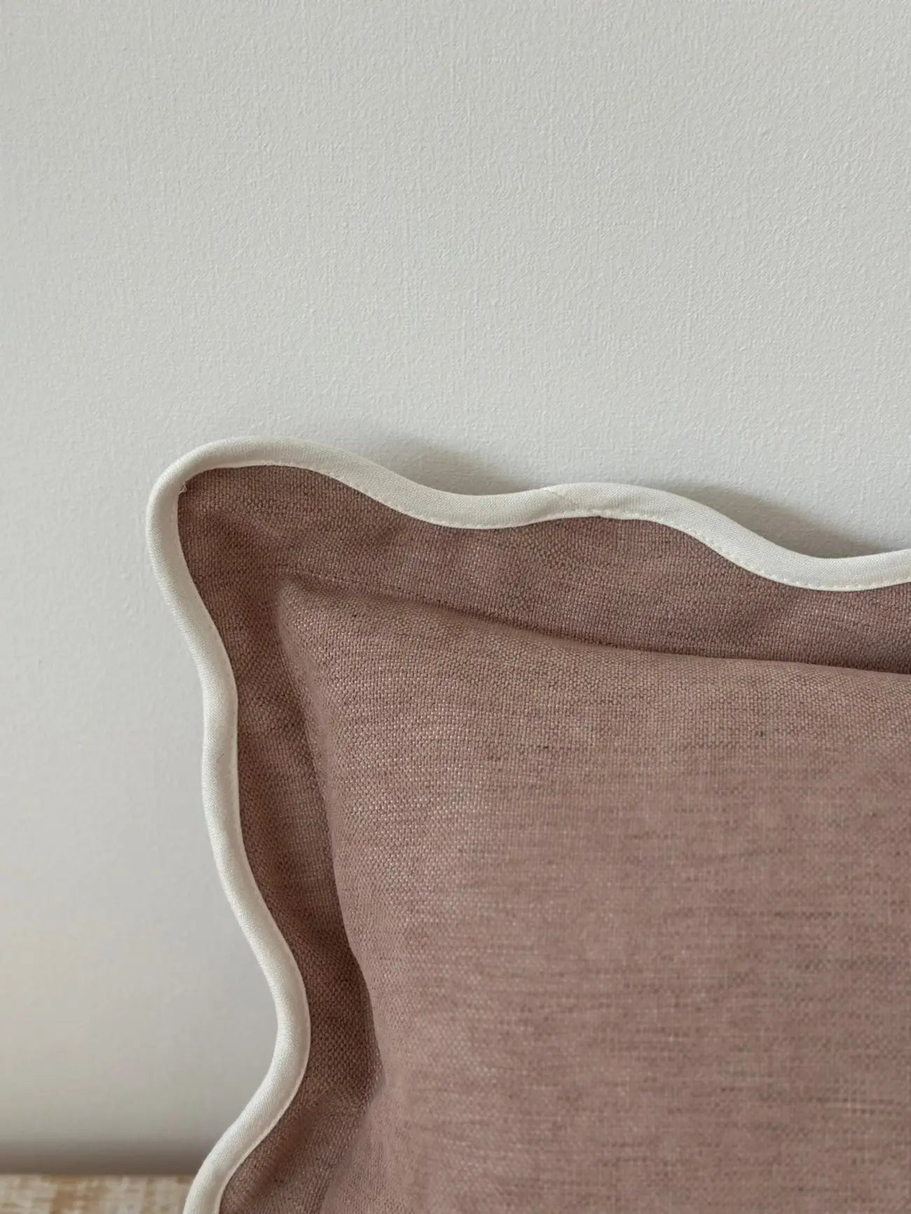 Chloe Dusty Pink Scalloped Edge Bolster Cushion