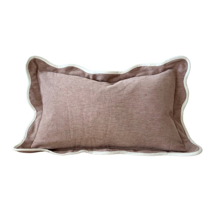 Chloe Dusty Pink Scalloped Edge Rectangular Cushion