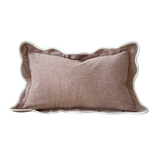 Chloe Dusty Pink Scalloped Edge Rectangular Cushion