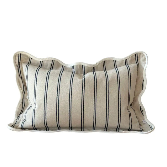 Chloe Nautical Stripe Rectangular Scalloped Edge Cushion