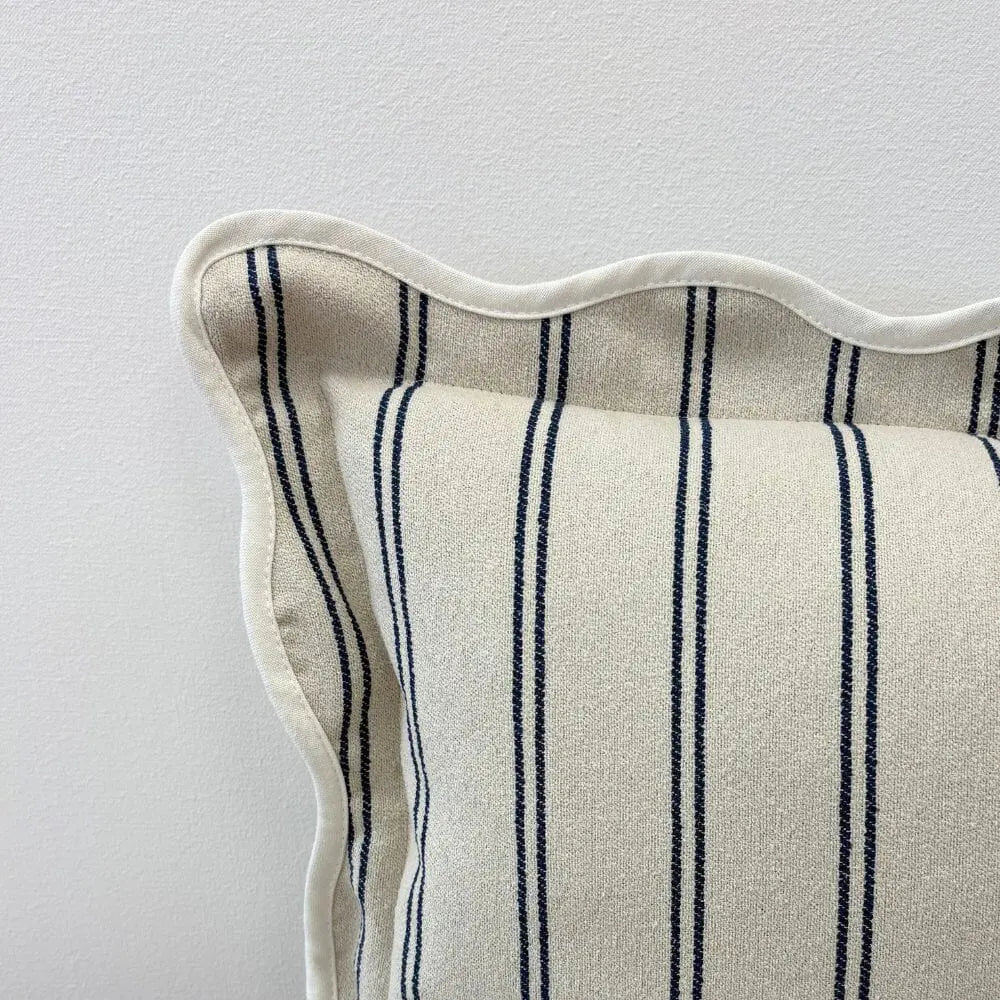 Chloe Nautical Stripe Rectangular Scalloped Edge Cushion