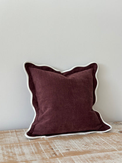 Chloe Plum Scalloped Edge Cushion