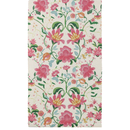 Floral Outdoor Table Runner - Candy Red