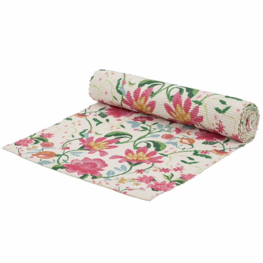 Floral Outdoor Table Runner - Candy Red