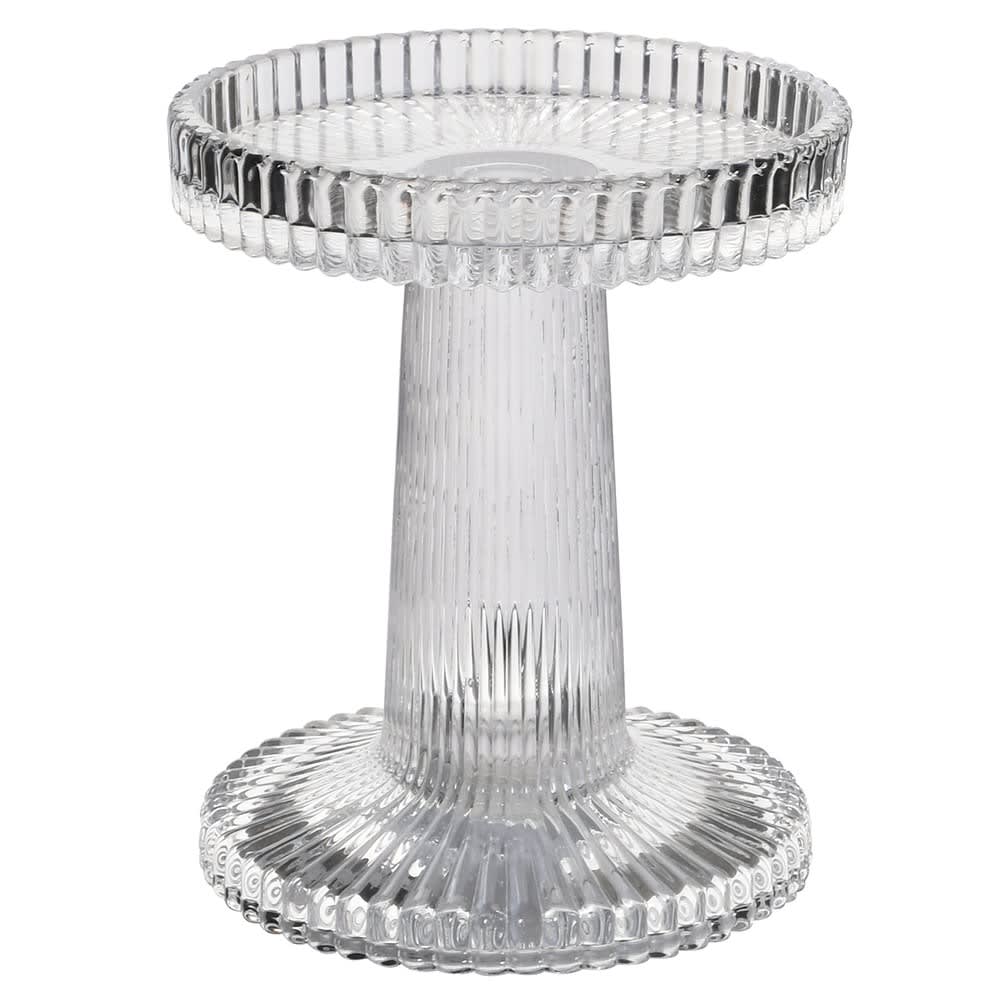 Clear Ribbed Candle Holder