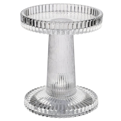 Clear Ribbed Candle Holder