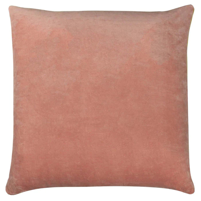 Contrast Velvet Cushion in Pink & Ochre