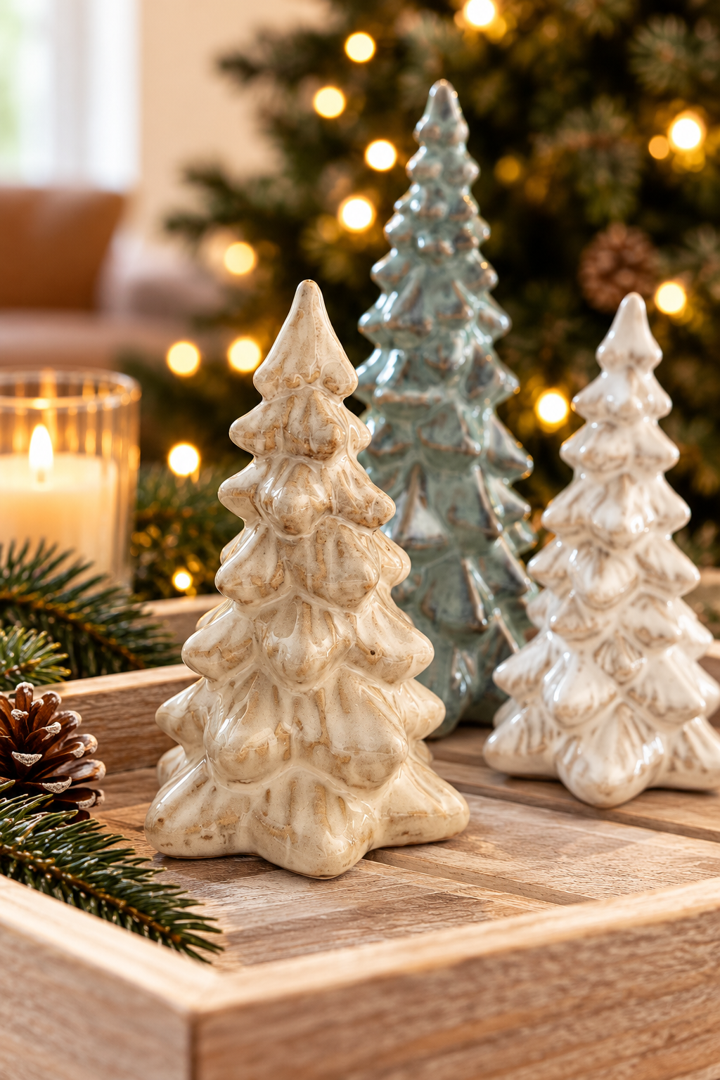 Small Glazed Ceramic Christmas Tree Decoration