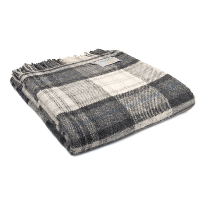 Tweedmill Pure New Wool Cottage Checked Blanket Grey