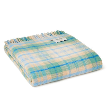Tweedmill Pure New Wool Cottage Checked Blanket Blue