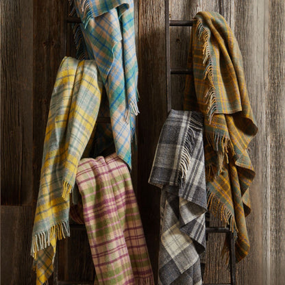 Tweedmill Pure New Wool Cottage Checked Blanket Blue