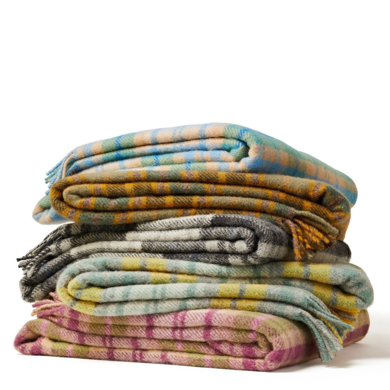 Tweedmill Pure New Wool Cottage Checked Blanket Blue