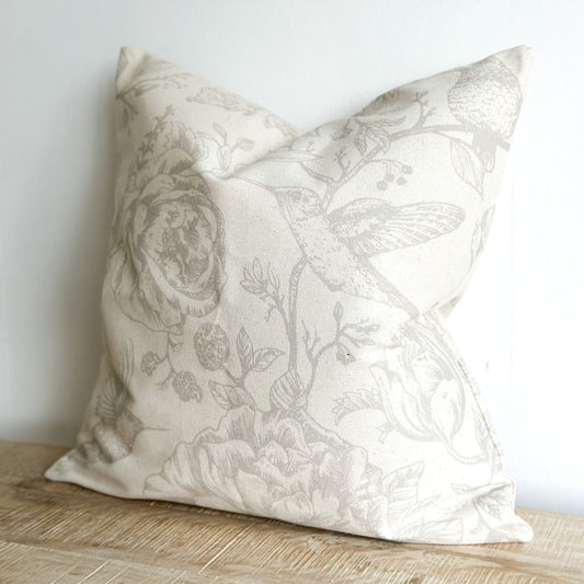 Grey Bird Print Cushion