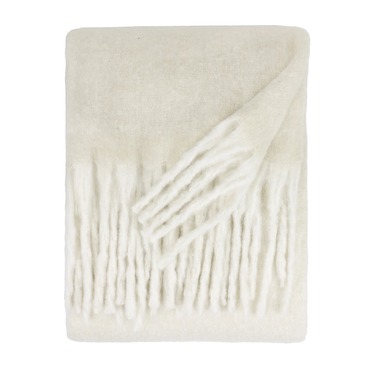 Cozy Woven Tasselled Throw – Ecru