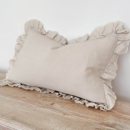 Cream Ruffle Cushion 50×30