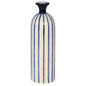 Blue and White Stripe Ceramic Vase