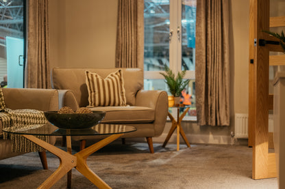 Brown Stripe Scalloped Edge Cushion