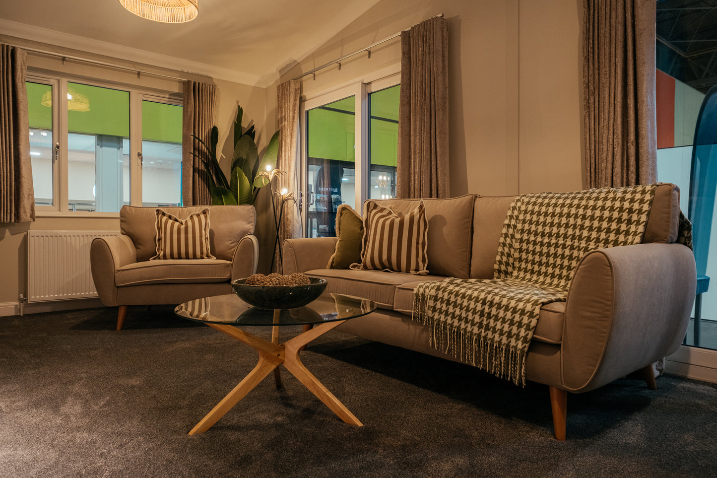 Brown Stripe Scalloped Edge Cushion