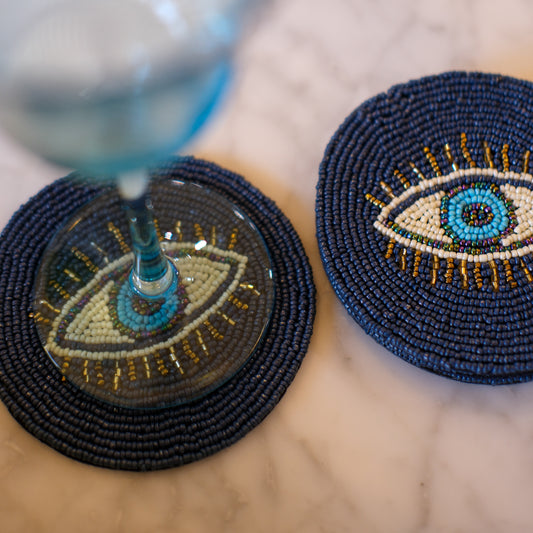 Set of 4 Blue Evil Eye Coasters