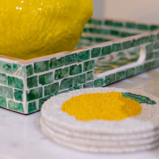 Set of 4 Beaded Lemon Coasters