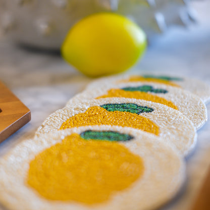 Set of 4 Beaded Lemon Coasters