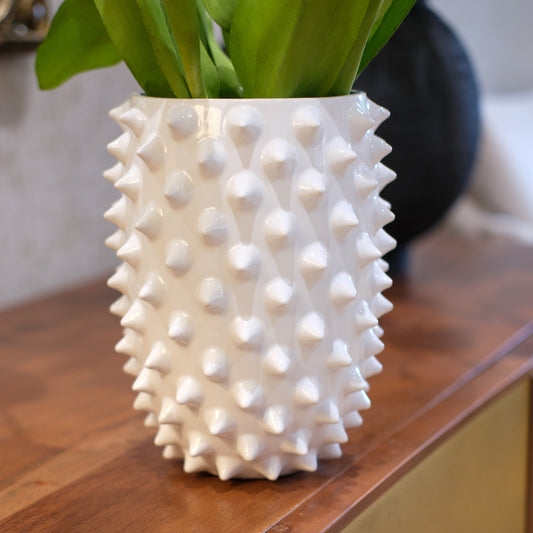 White Ceramic Spike Vase
