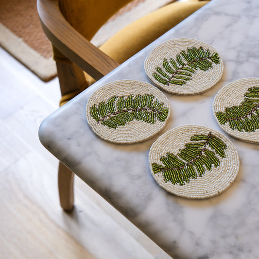Set of 4 Beaded Leaf Coasters