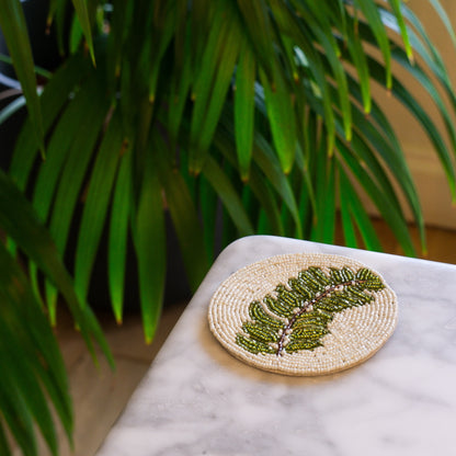 Set of 4 Beaded Leaf Coasters