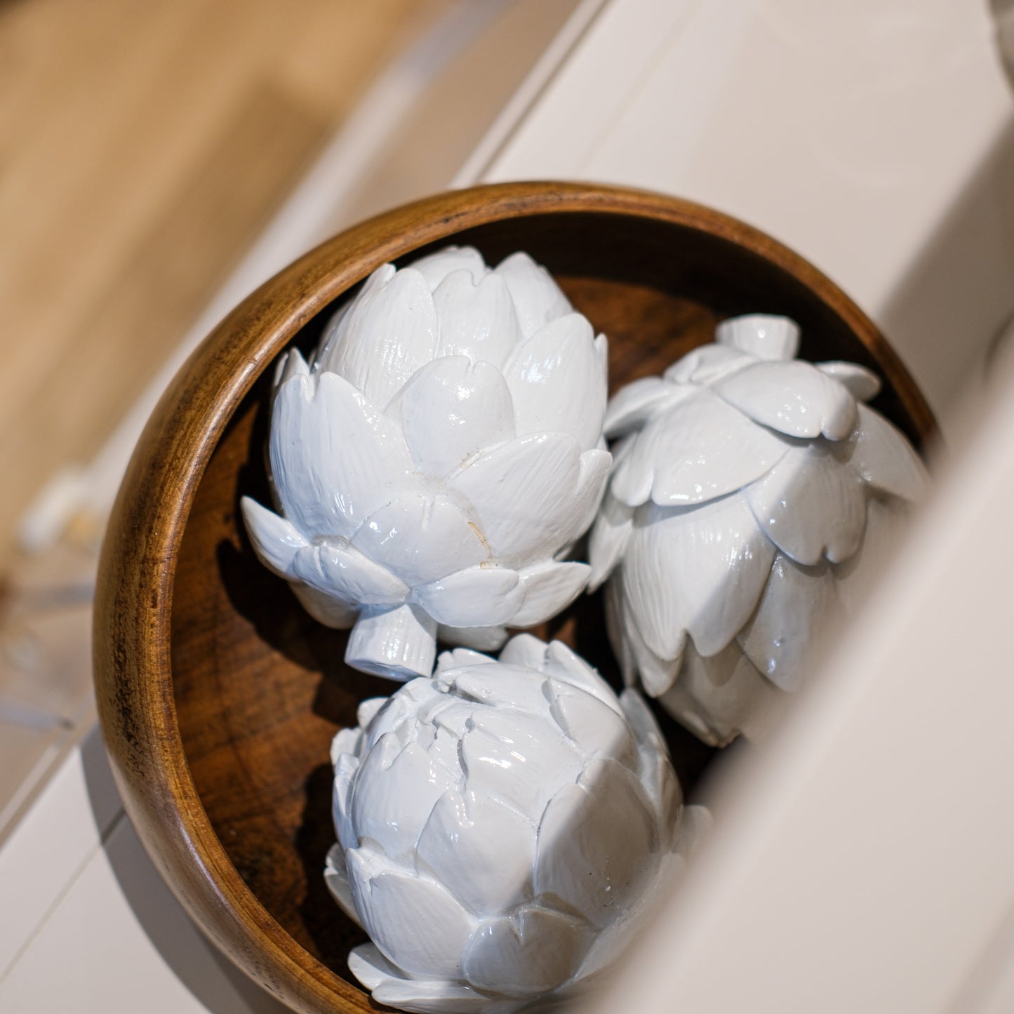White Glazed Artichoke Ornament