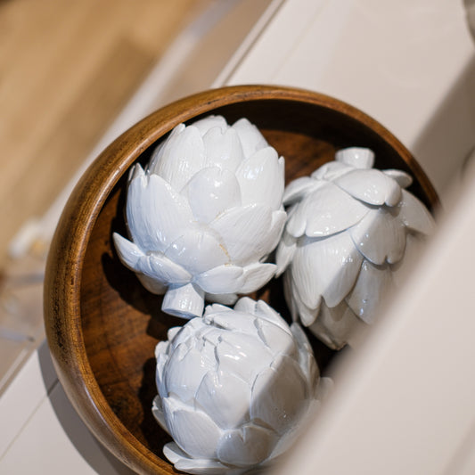 White Glazed Artichoke Ornament