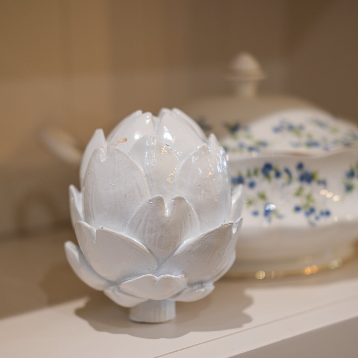 White Glazed Artichoke Ornament