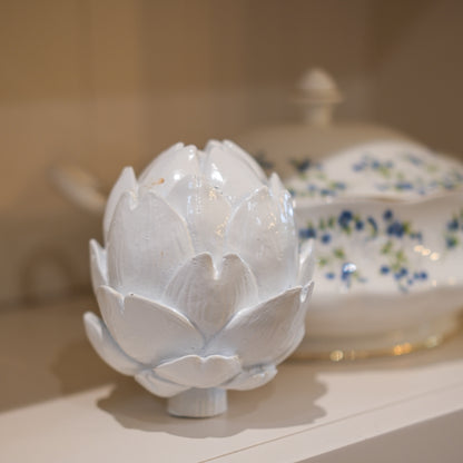 White Glazed Artichoke Ornament