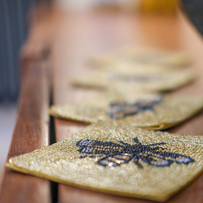 Set of 4 Beaded Bee Coasters
