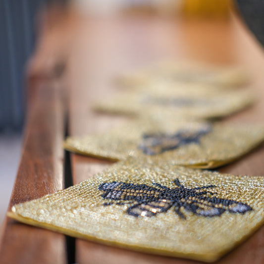 Set of 4 Beaded Bee Coasters