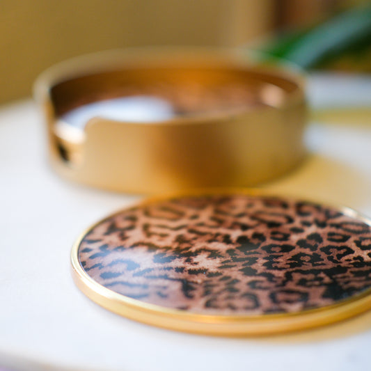 Set of 4 Leopard Print Coasters