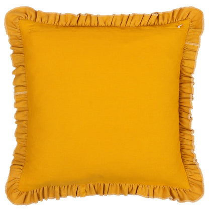 Daisy Frill Embroidered Velvet Cushion - Gold