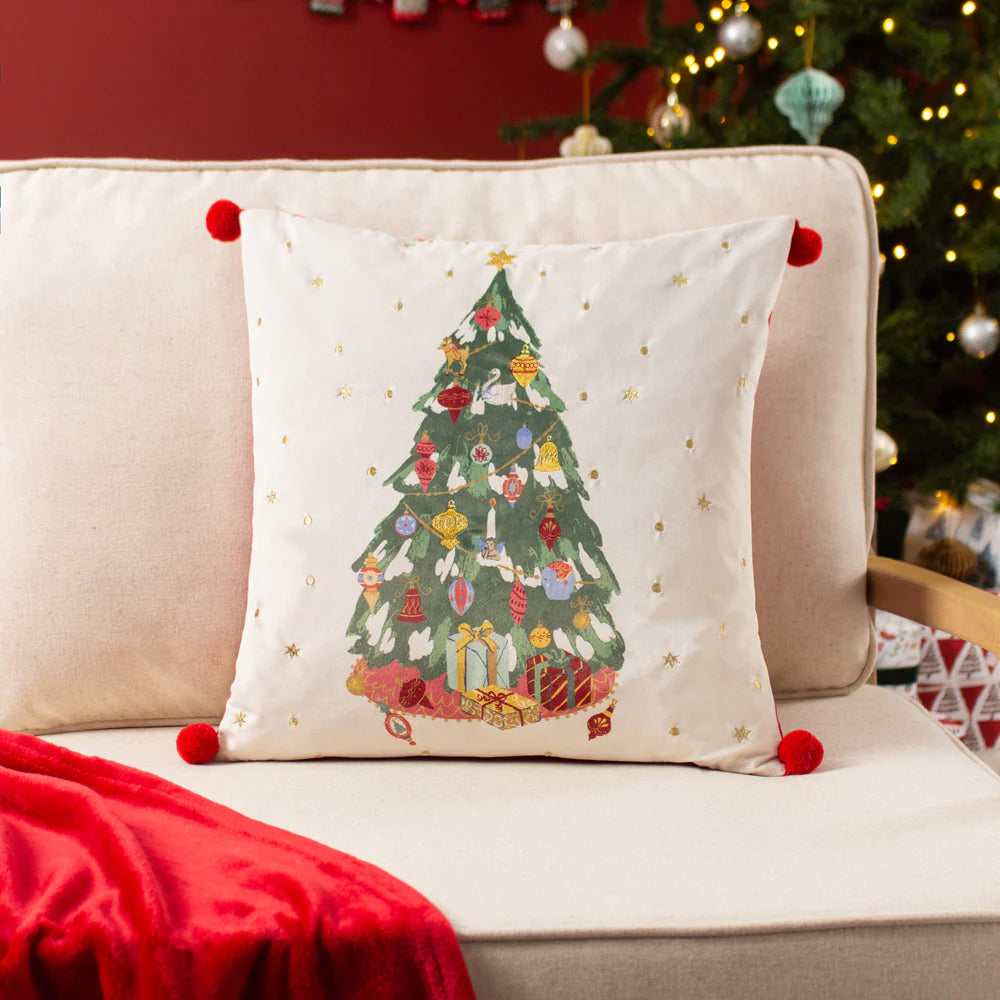 Ivory 'Deck The Halls' Tree Cushion