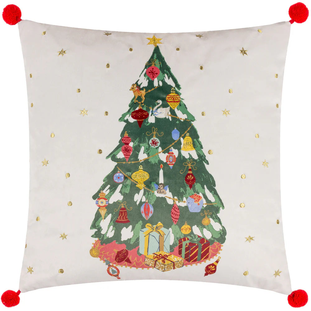 Ivory 'Deck The Halls' Tree Cushion