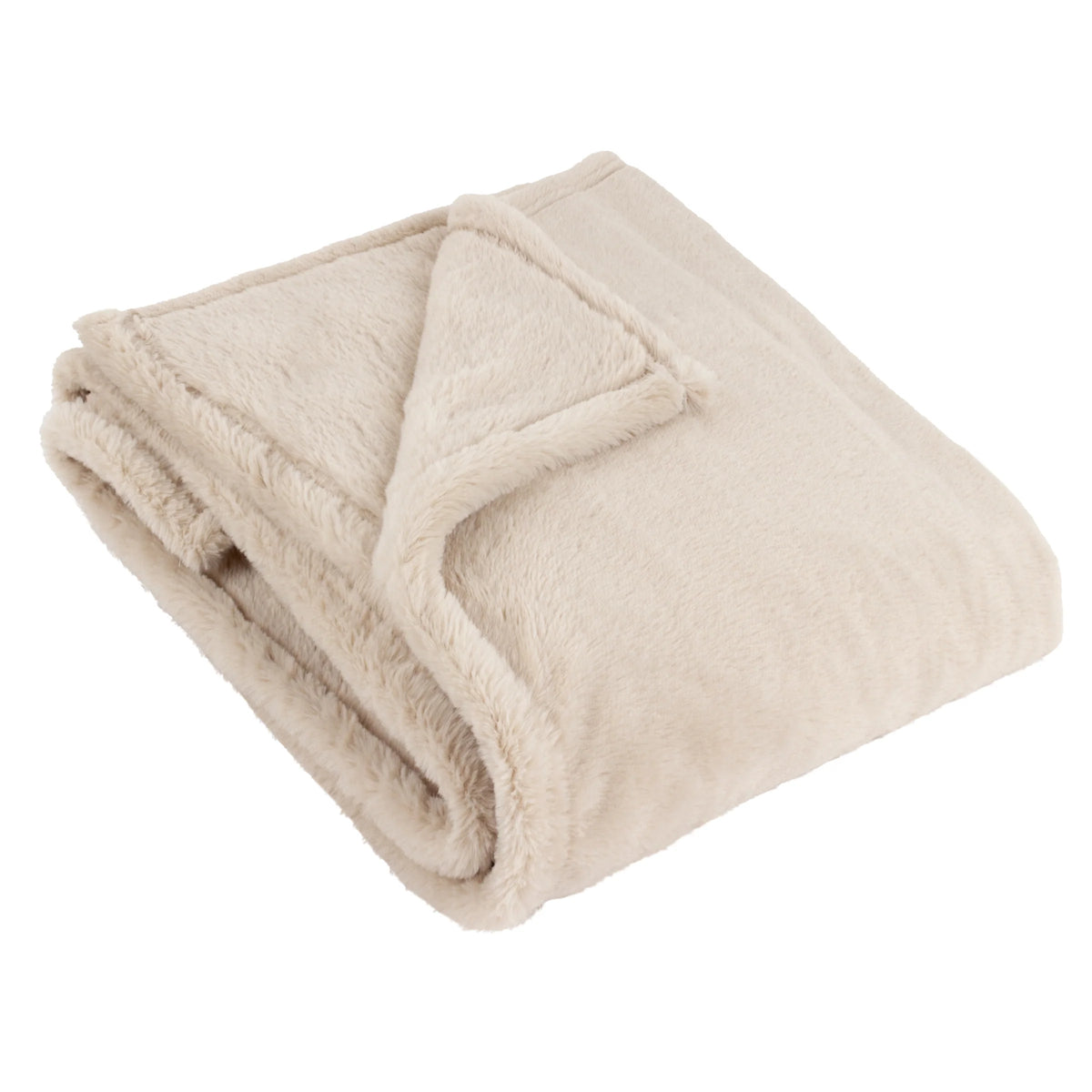 Double Sided Faux-Fur Throw - Natural