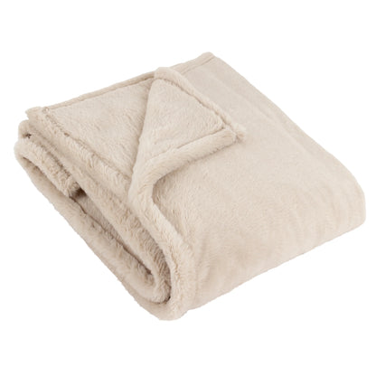 Double Sided Faux-Fur Throw - Natural