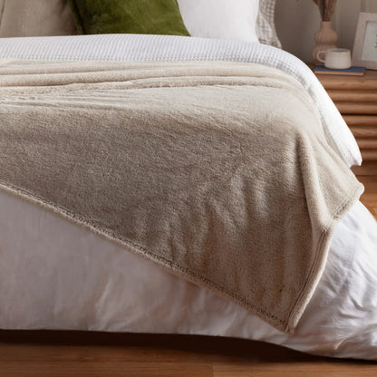 Double Sided Faux-Fur Throw - Natural