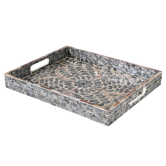 Rectangular Smoke Grey Capiz Tray