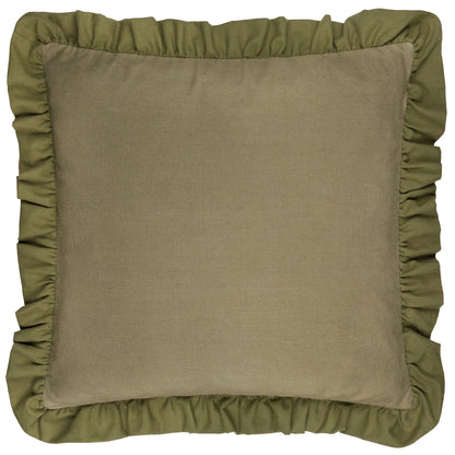 Effie 100% Cotton Ruffle Cushion - Sage Green