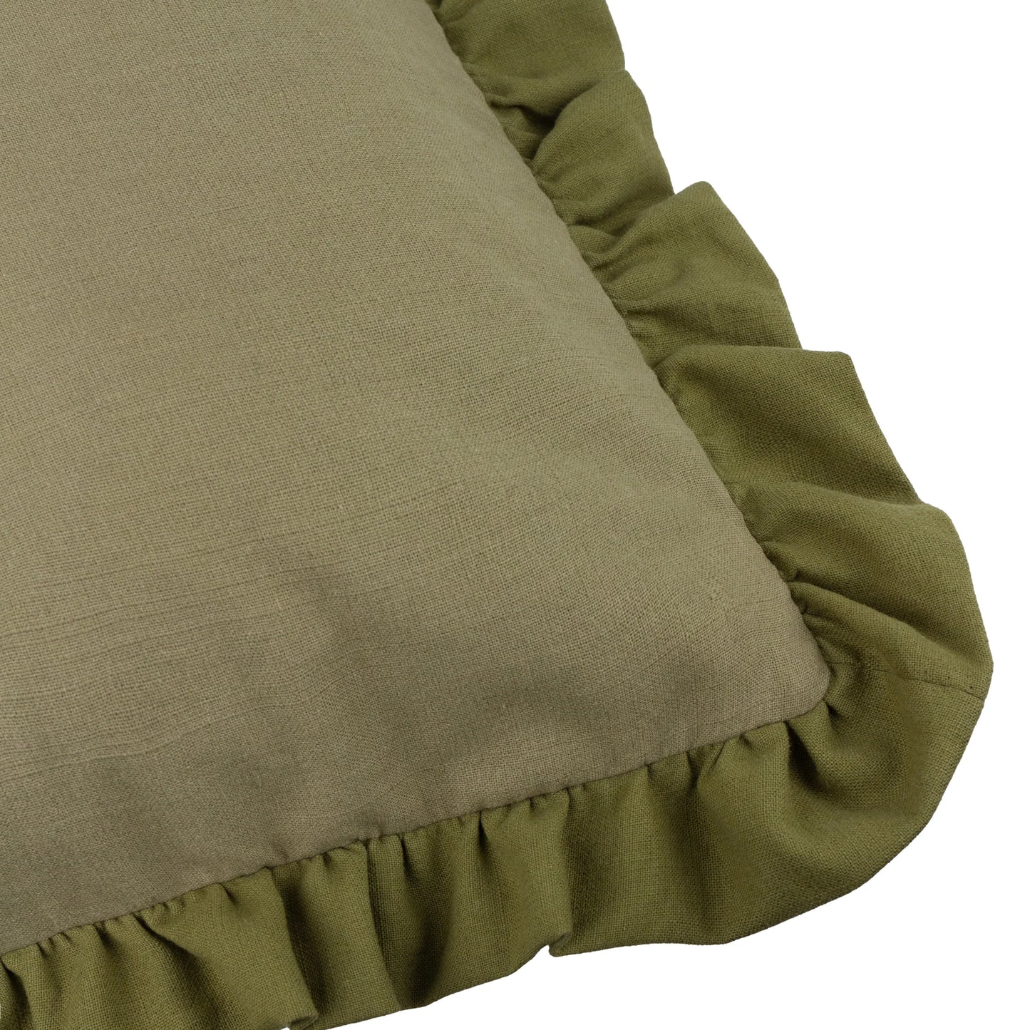 Effie 100% Cotton Ruffle Cushion - Sage Green