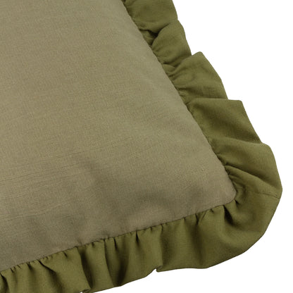 Effie 100% Cotton Ruffle Cushion - Sage Green