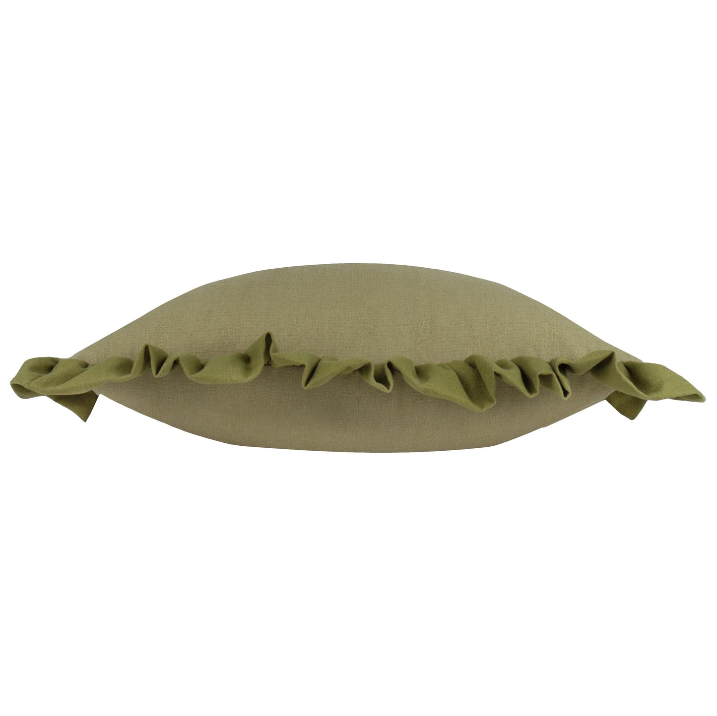 Effie 100% Cotton Ruffle Cushion - Sage Green